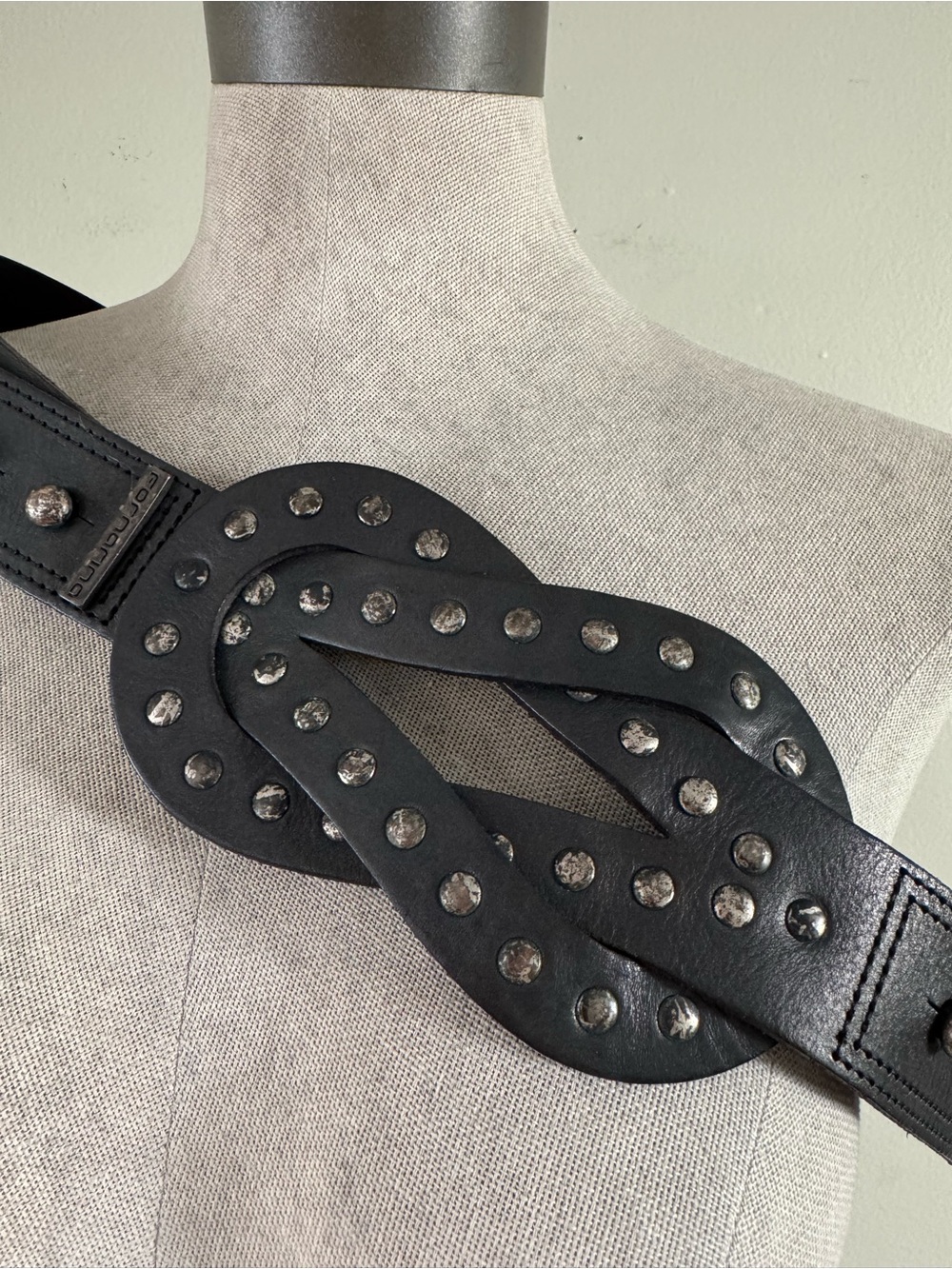 Vintage Fornarina Italy Leather Studded Statement Belt Large